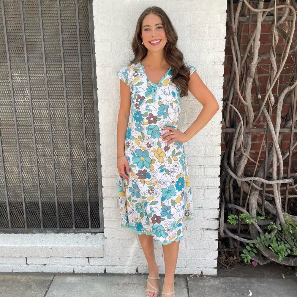 Y2k boden Boho chic floral midi dress sz M